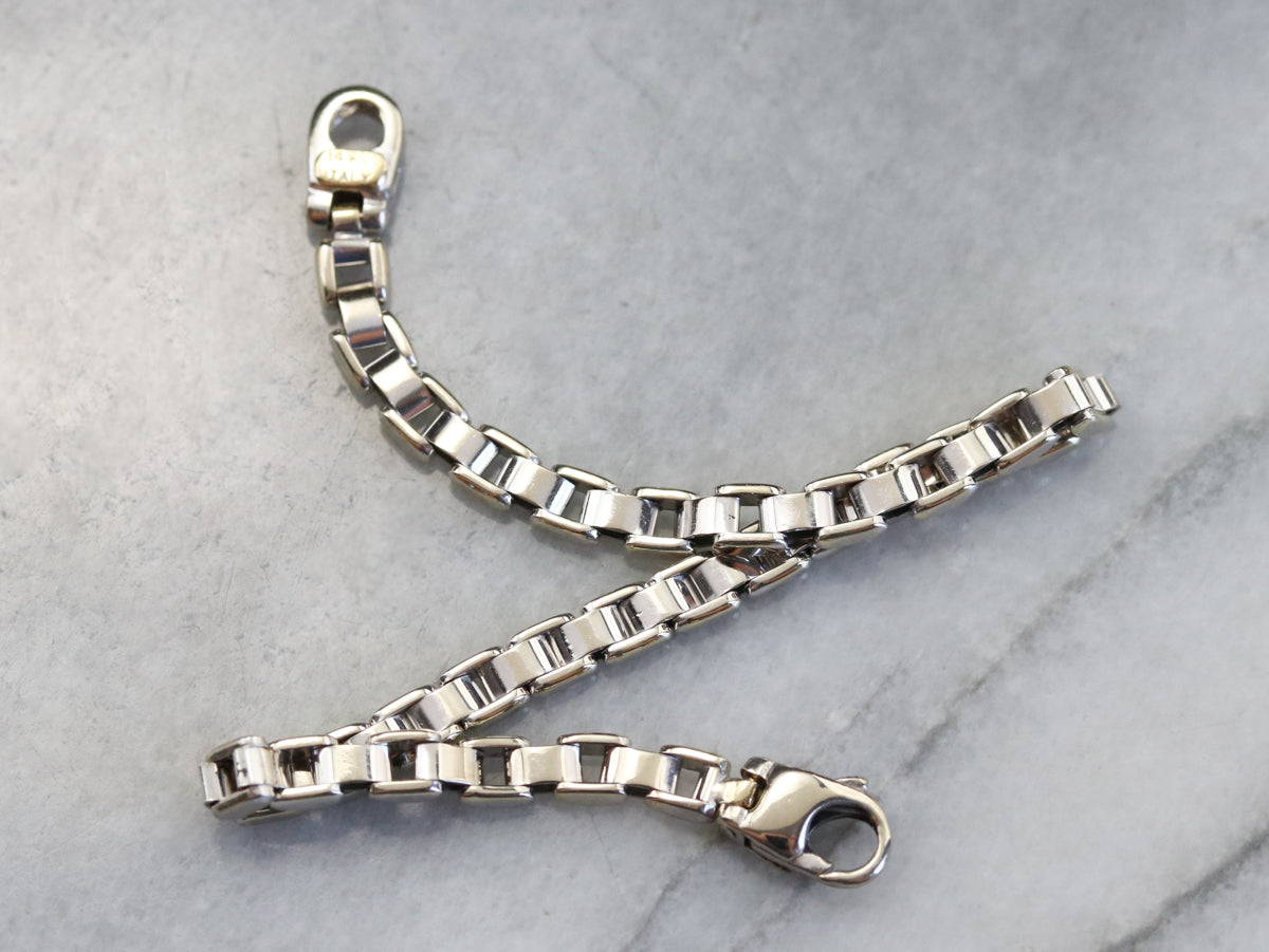 Italian White Gold Link Bracelet