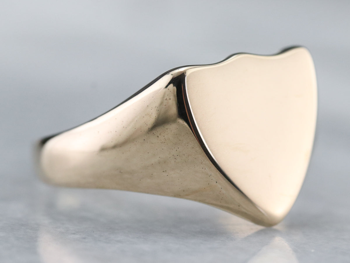 Vintage Yellow Gold Shield Shape Signet