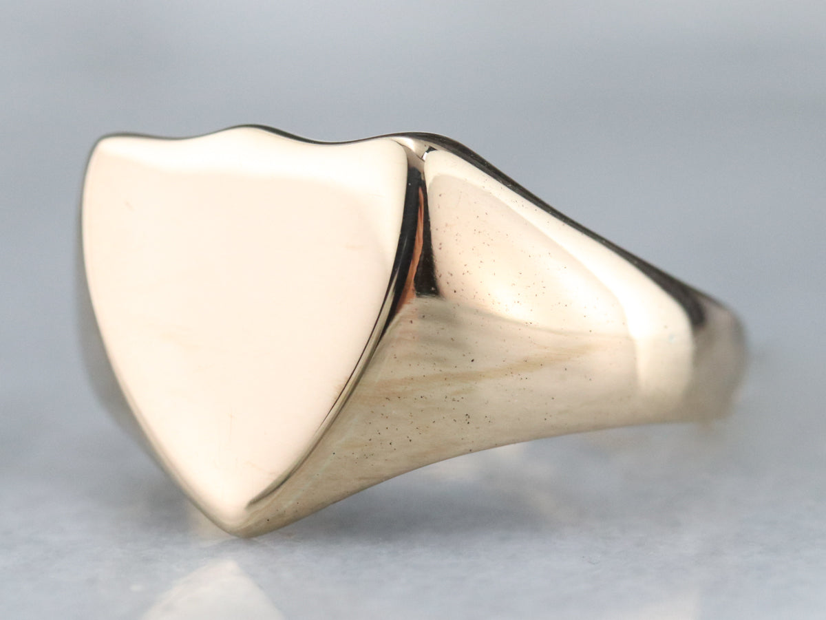 Vintage Yellow Gold Shield Shape Signet