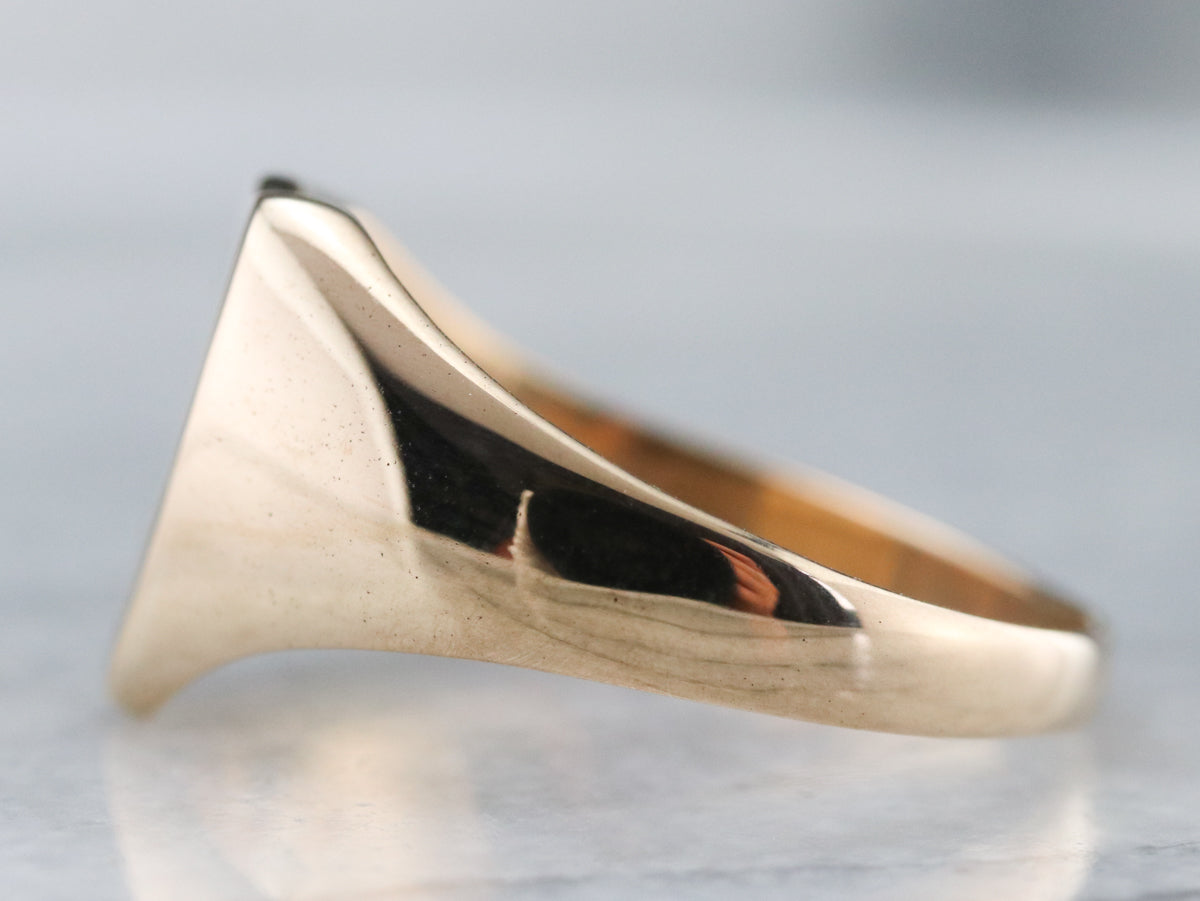Vintage Yellow Gold Shield Shape Signet