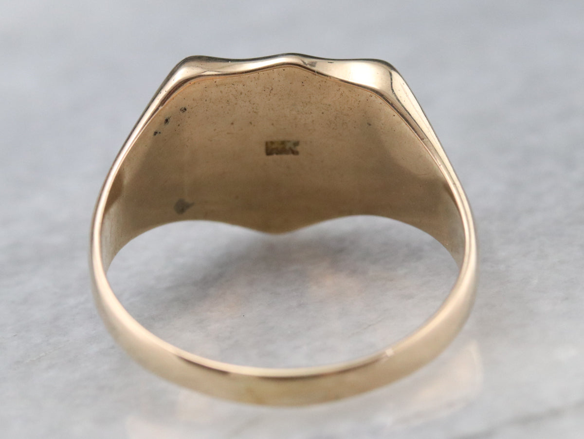 Vintage Yellow Gold Shield Shape Signet