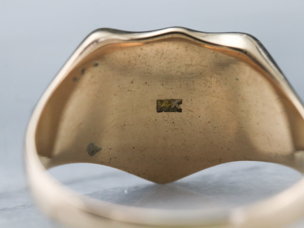 Vintage Yellow Gold Shield Shape Signet