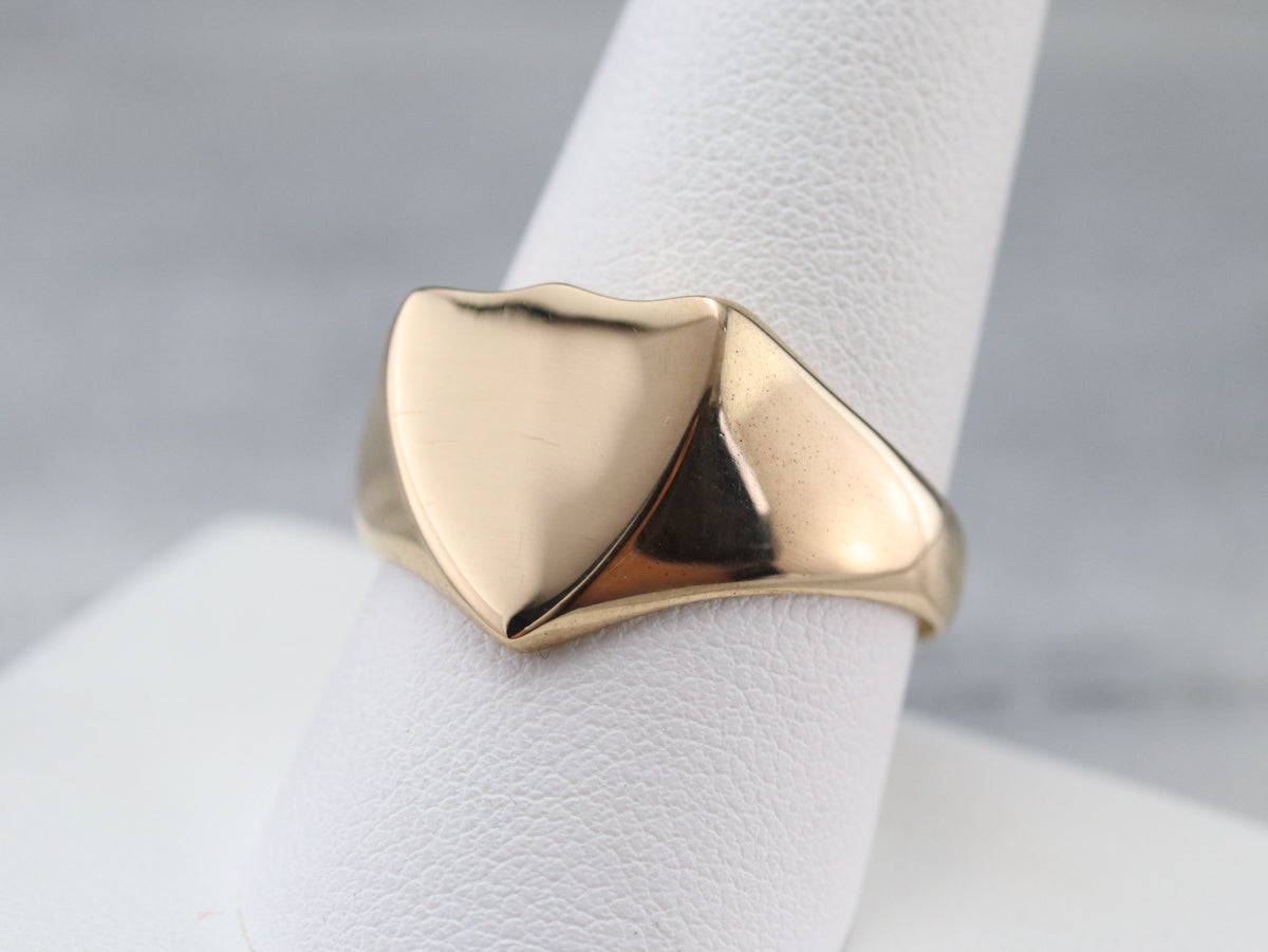 Vintage Yellow Gold Shield Shape Signet
