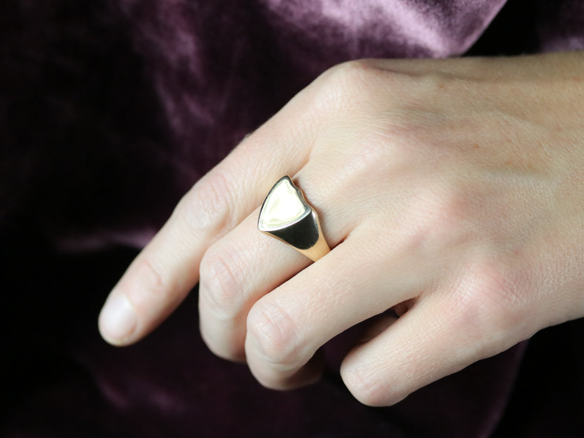 Vintage Yellow Gold Shield Shape Signet