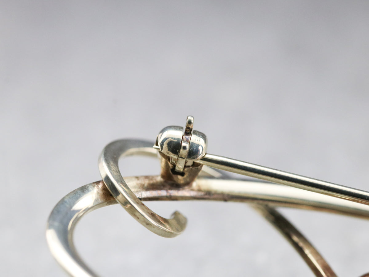 Mixed Metal Retro Era Floral Brooch