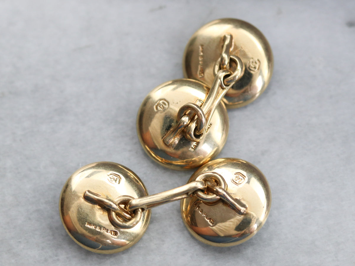 Retro Platinum and Gold Onyx Cufflinks