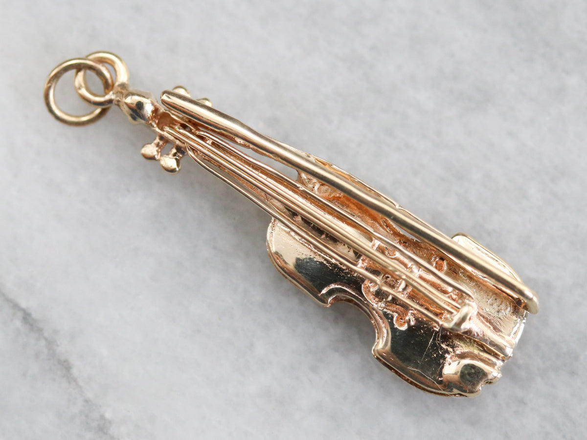 Yellow Gold Violin Charm