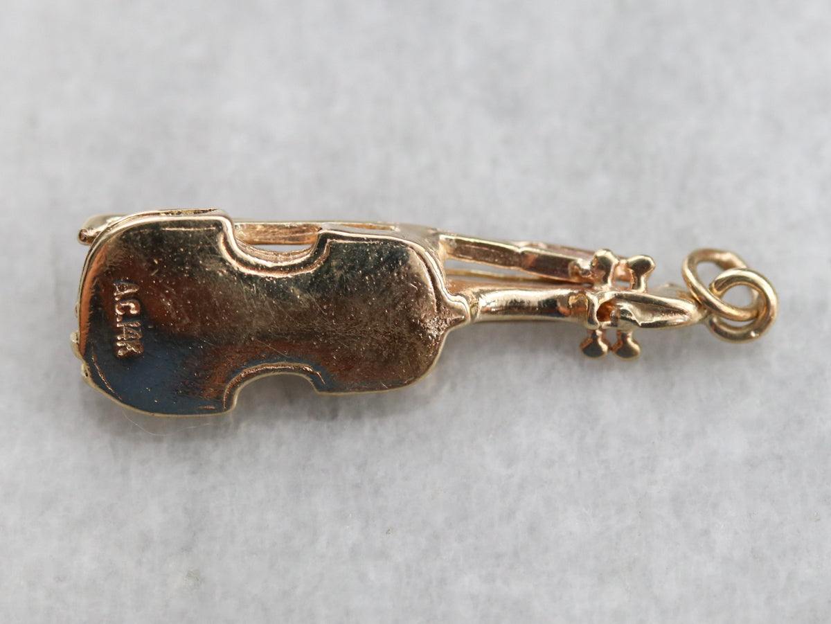 Yellow Gold Violin Charm