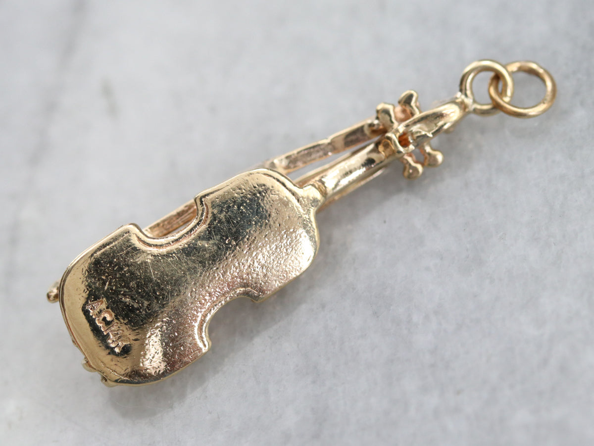 Yellow Gold Violin Charm