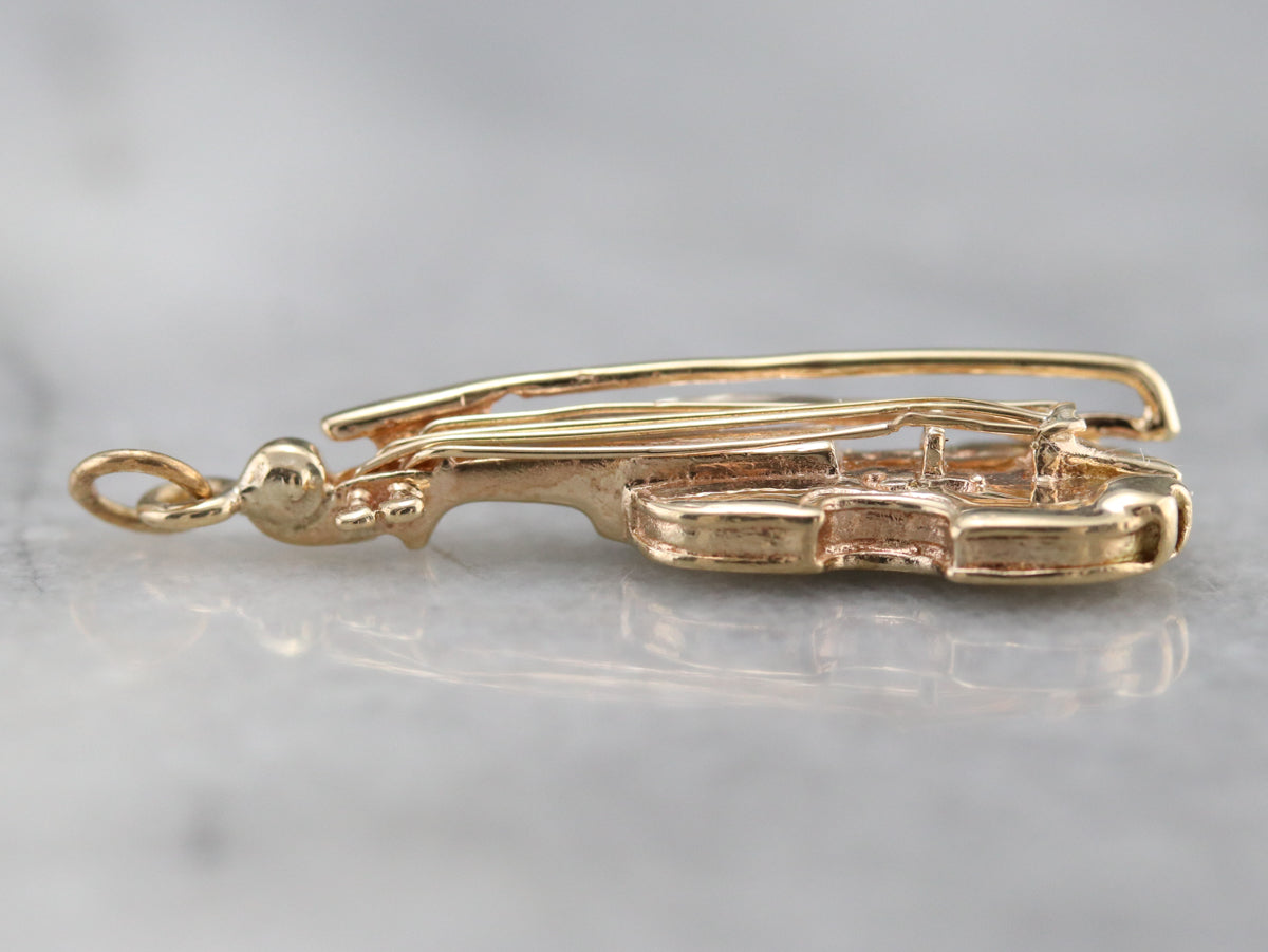 Yellow Gold Violin Charm