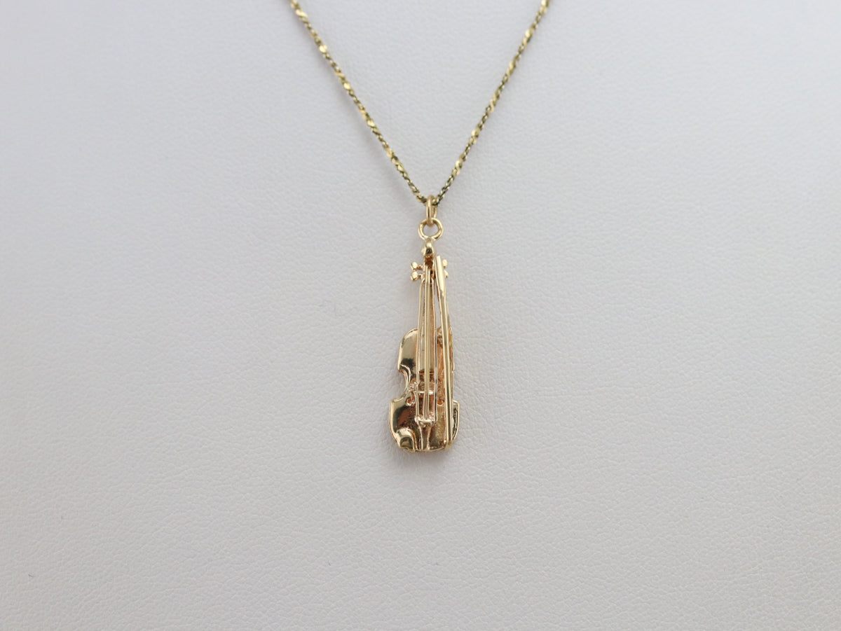 Yellow Gold Violin Charm