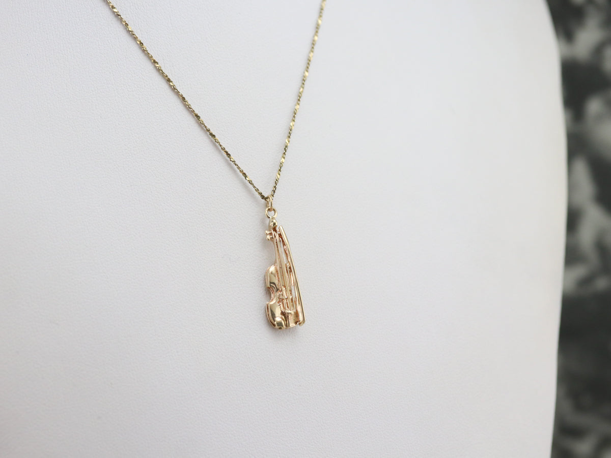 Yellow Gold Violin Charm