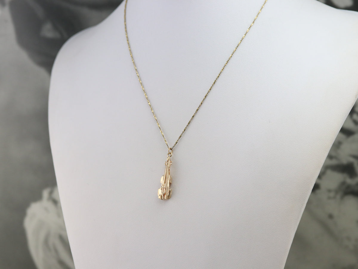 Yellow Gold Violin Charm
