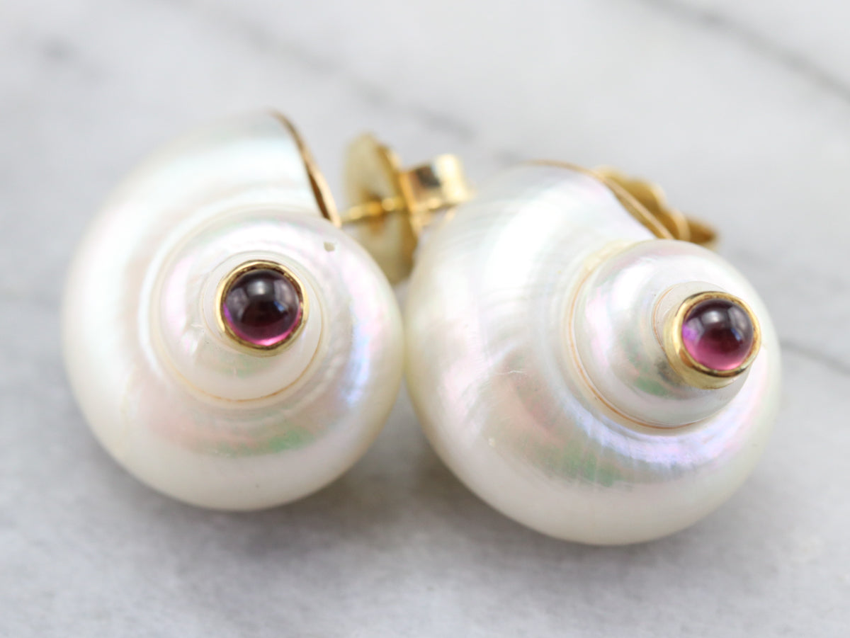 Sea Snail Tourmaline Shell Earrings