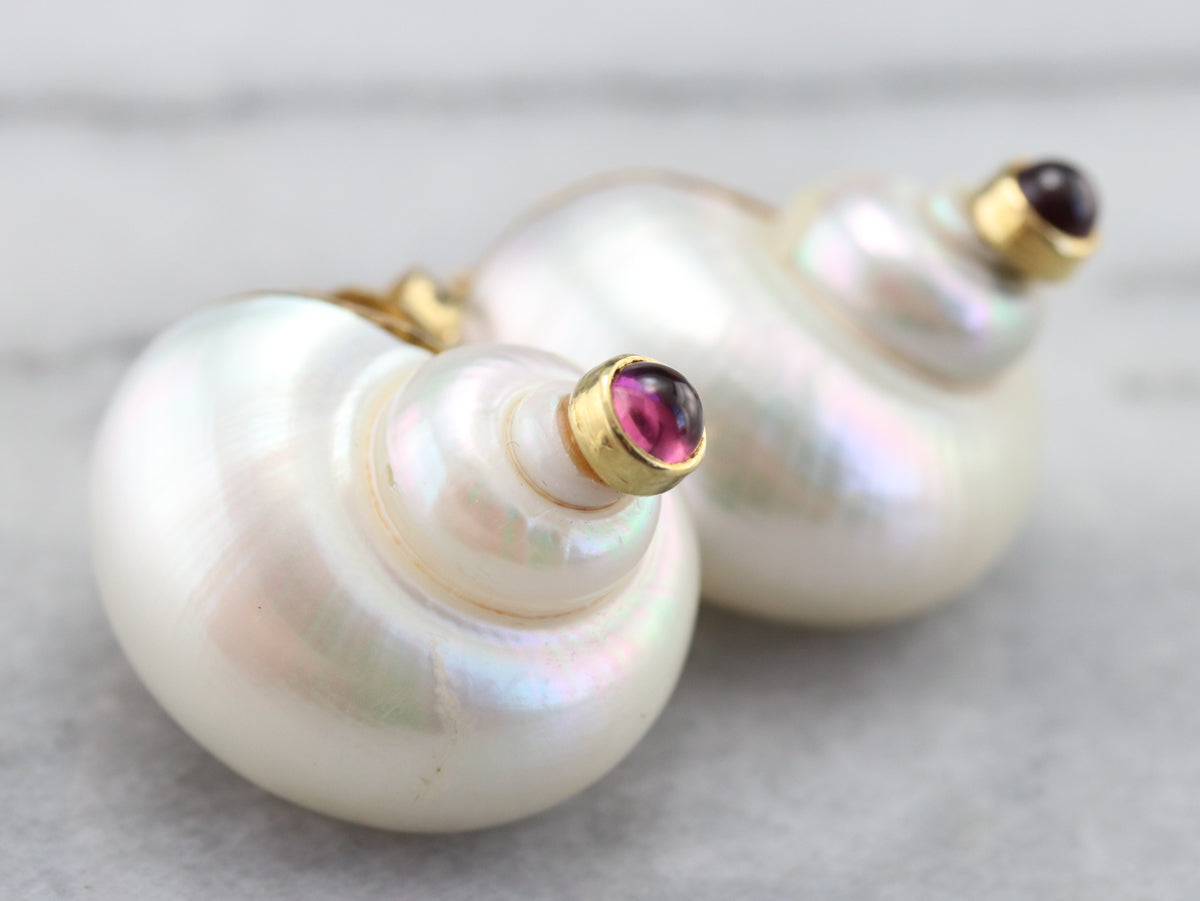 Sea Snail Tourmaline Shell Earrings