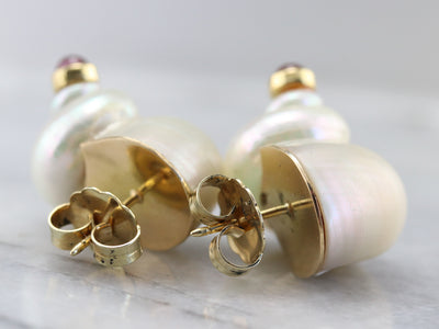 Sea Snail Tourmaline Shell Earrings