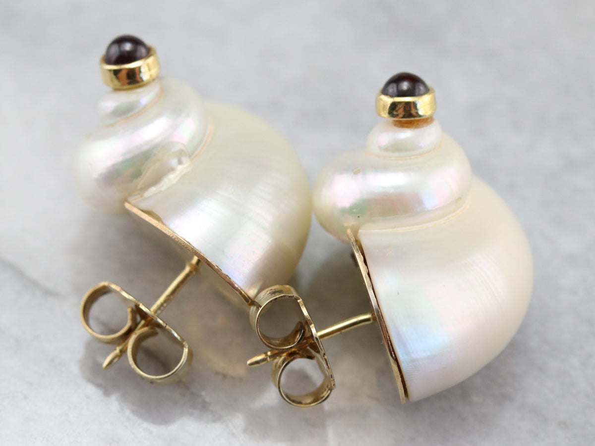 Sea Snail Tourmaline Shell Earrings