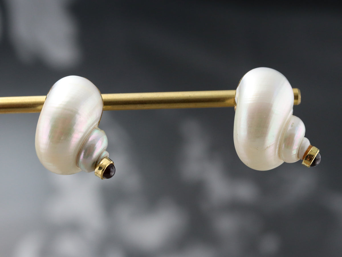 Sea Snail Tourmaline Shell Earrings