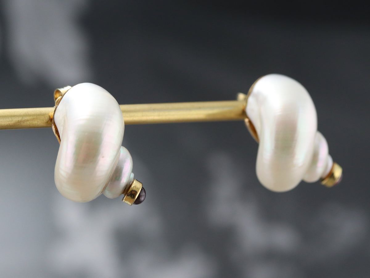 Sea Snail Tourmaline Shell Earrings
