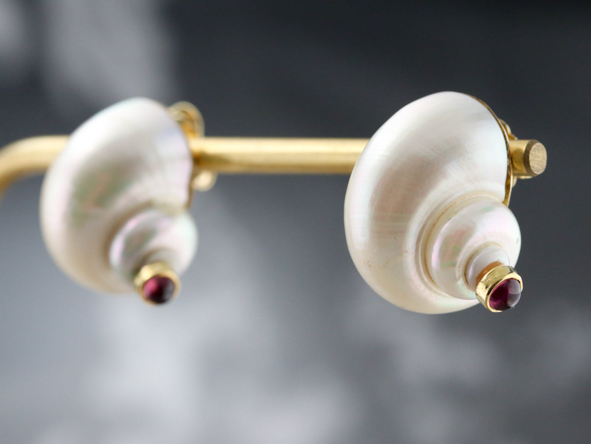 Sea Snail Tourmaline Shell Earrings