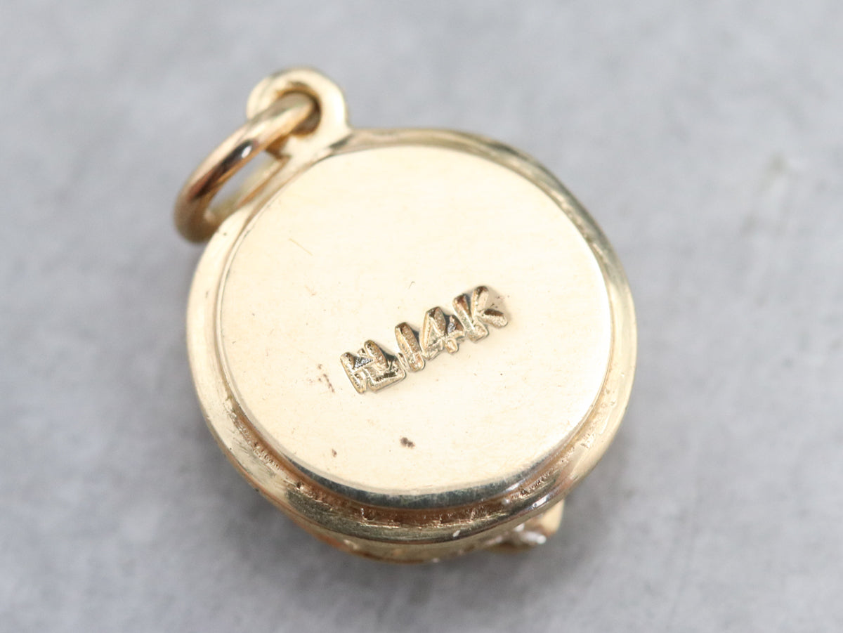 Vintage Gold Happy Birthday Cake Charm