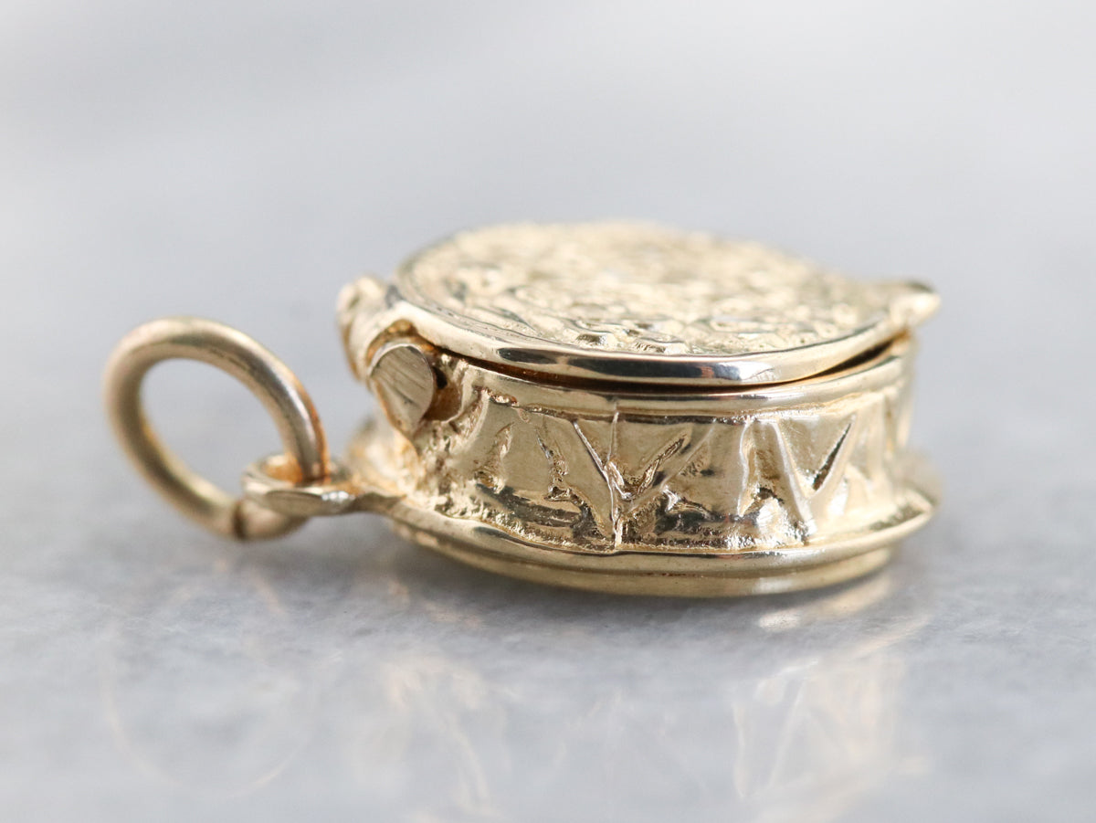 Vintage Gold Happy Birthday Cake Charm