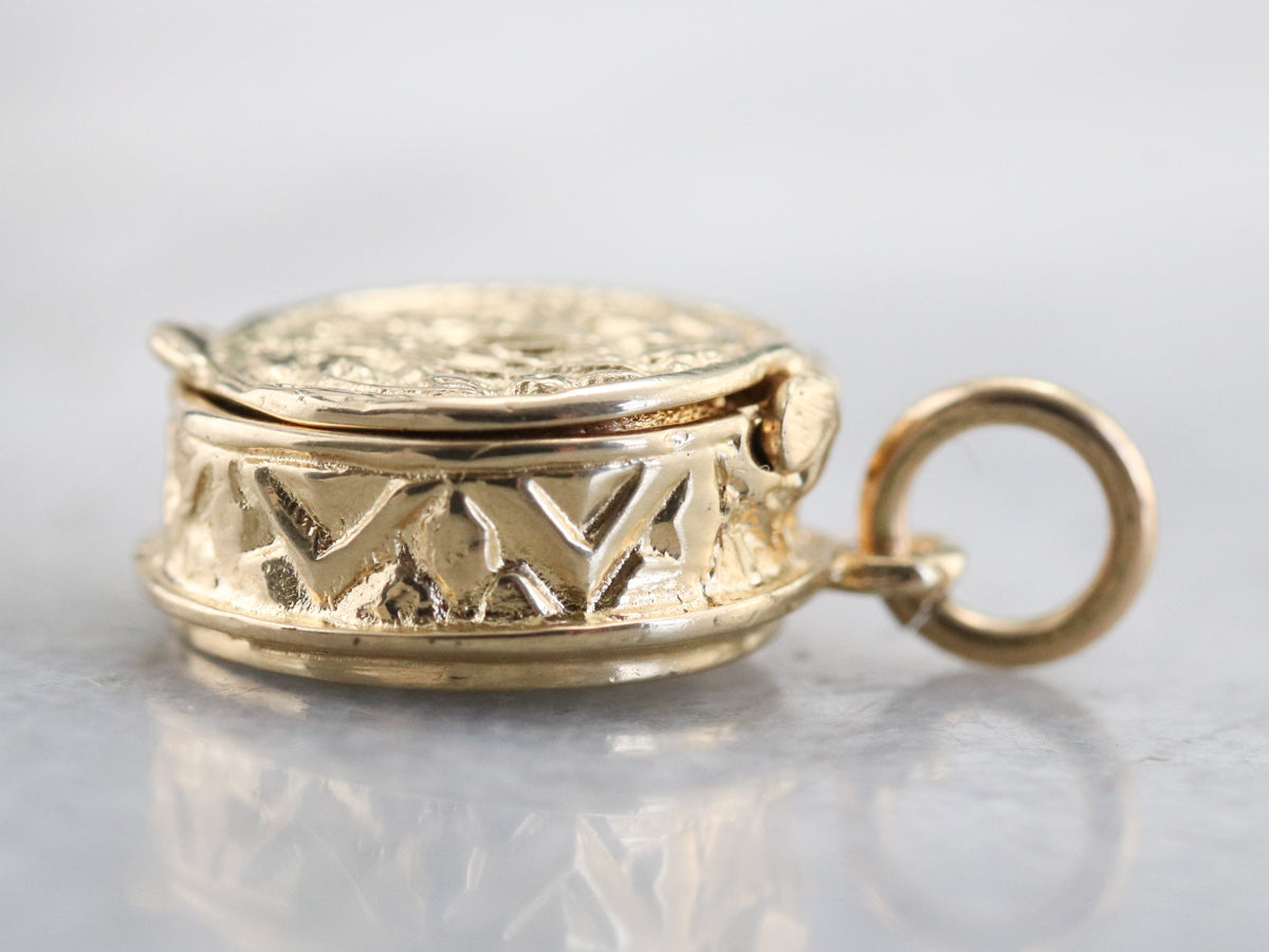 Vintage Gold Happy Birthday Cake Charm