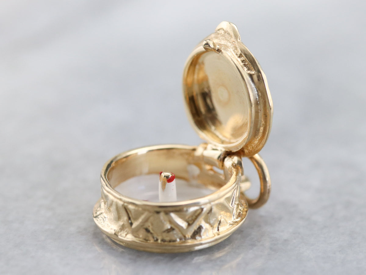 Vintage Gold Happy Birthday Cake Charm