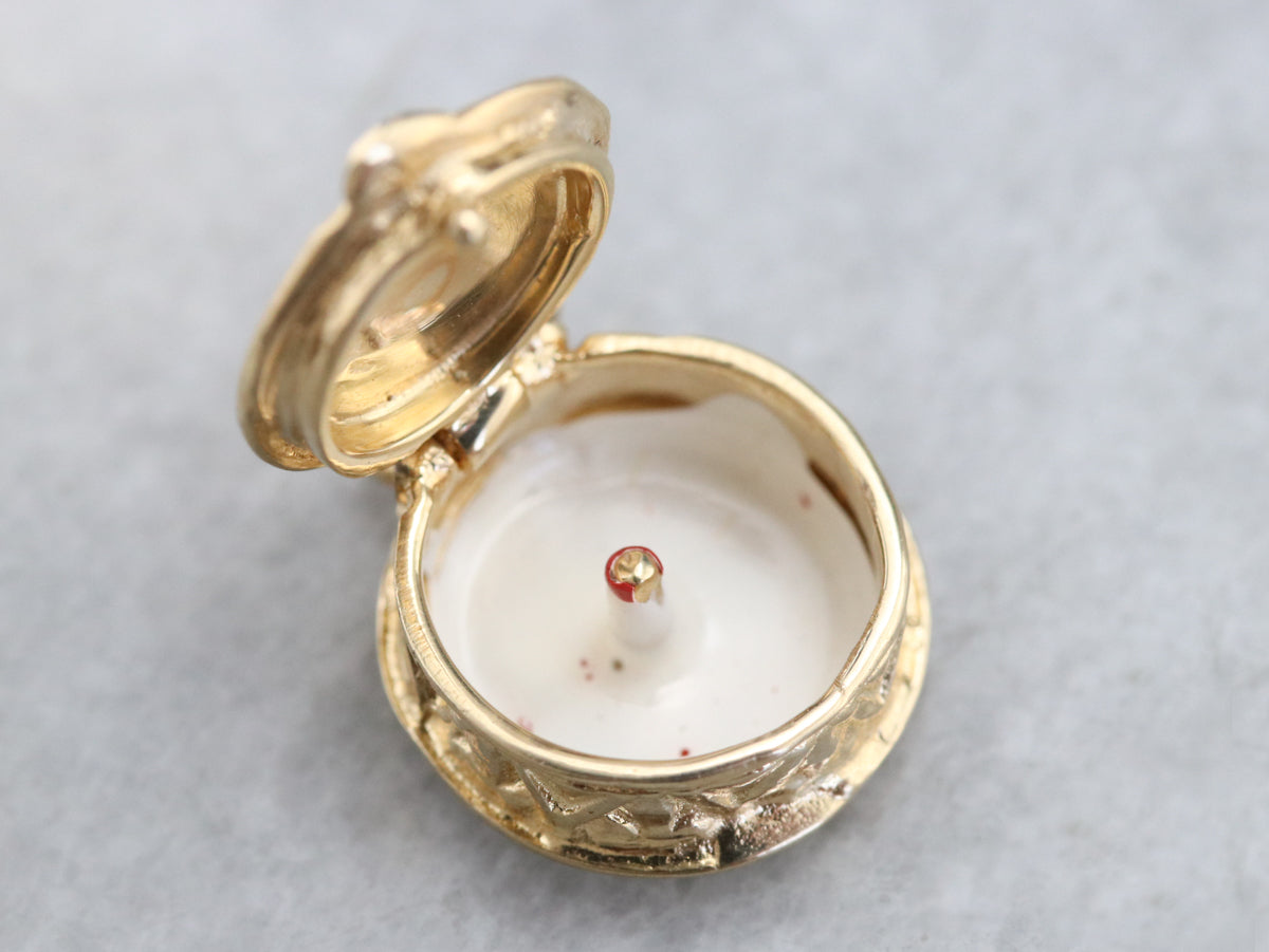 Vintage Gold Happy Birthday Cake Charm