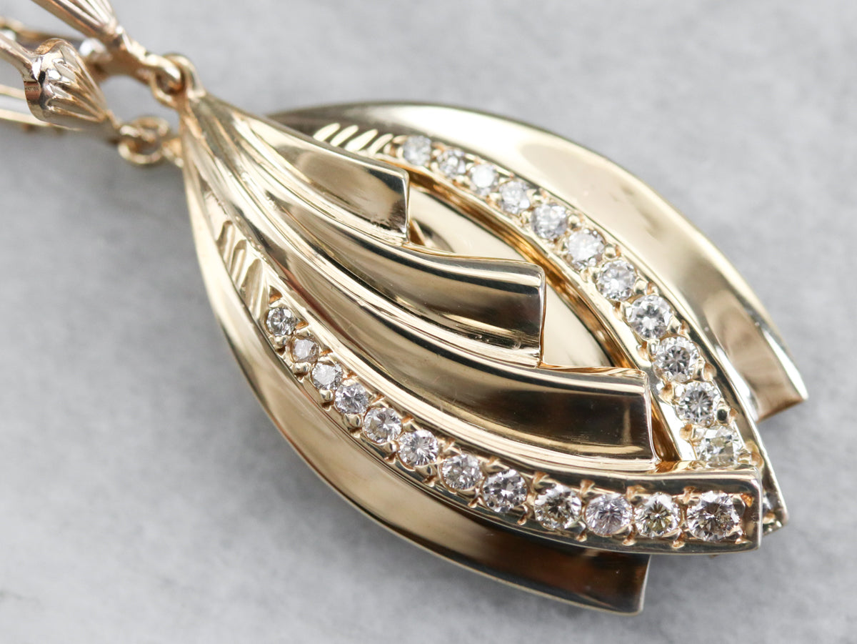 Modern Gold and Diamond Earrings