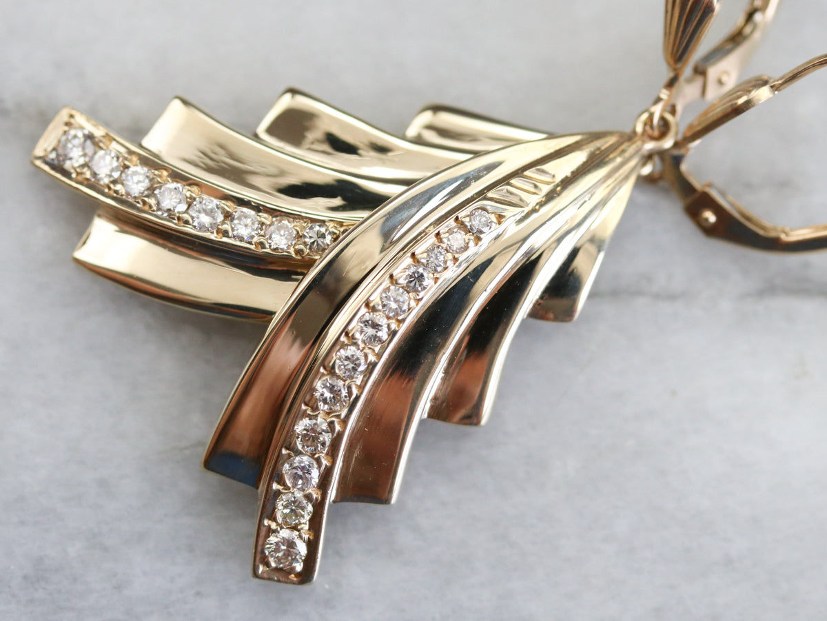 Modern Gold and Diamond Earrings