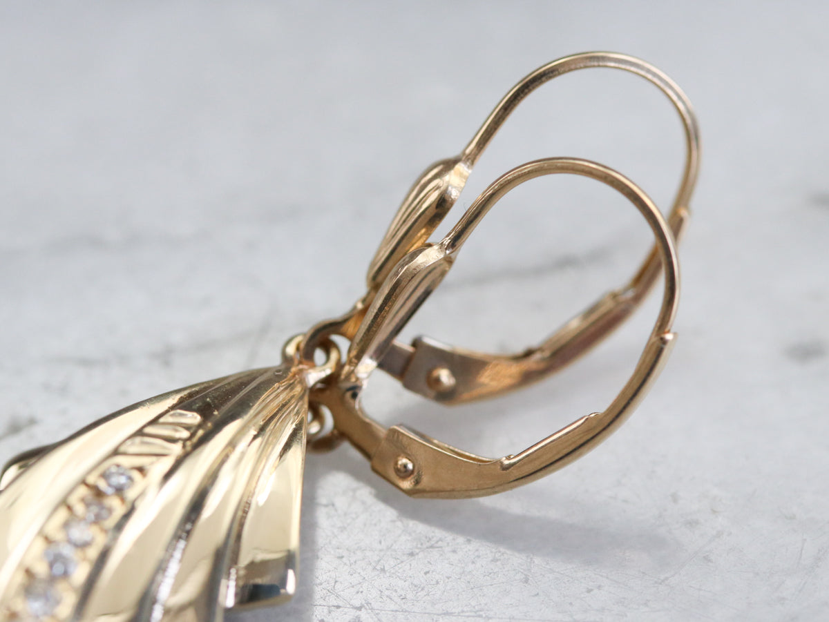 Modern Gold and Diamond Earrings