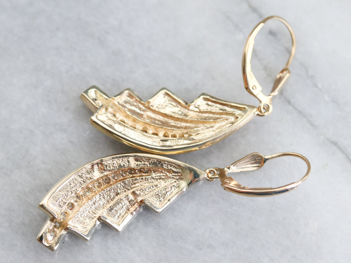 Modern Gold and Diamond Earrings