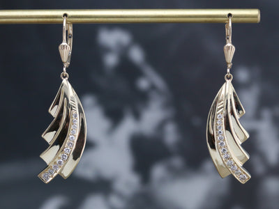 Modern Gold and Diamond Earrings
