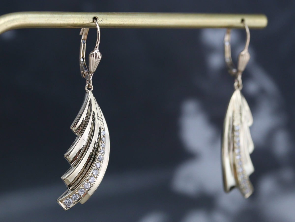 Modern Gold and Diamond Earrings
