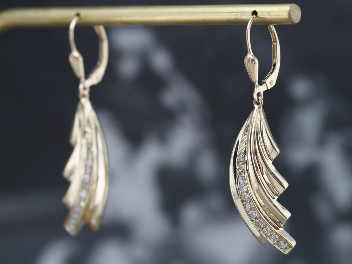 Modern Gold and Diamond Earrings