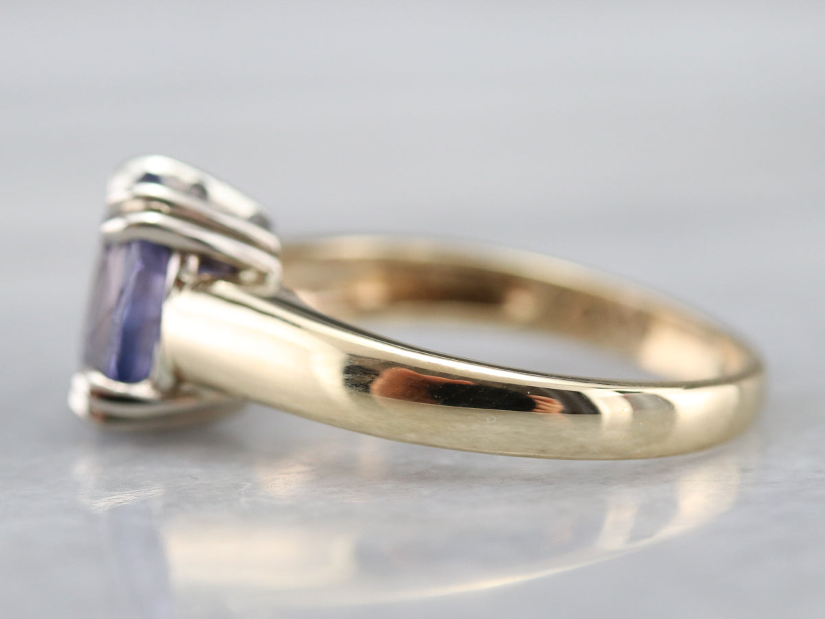 Purple Ceylon Sapphire Solitaire Ring