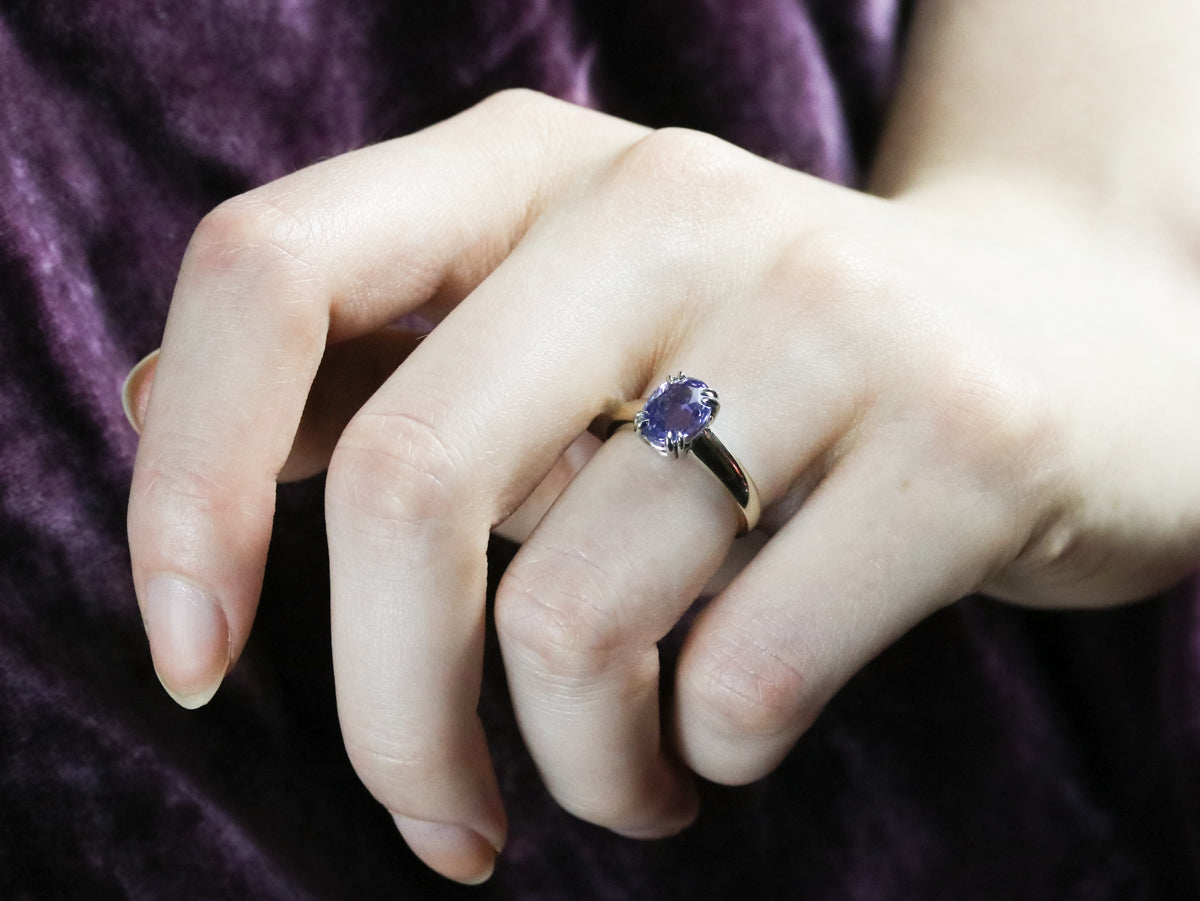 Purple Ceylon Sapphire Solitaire Ring