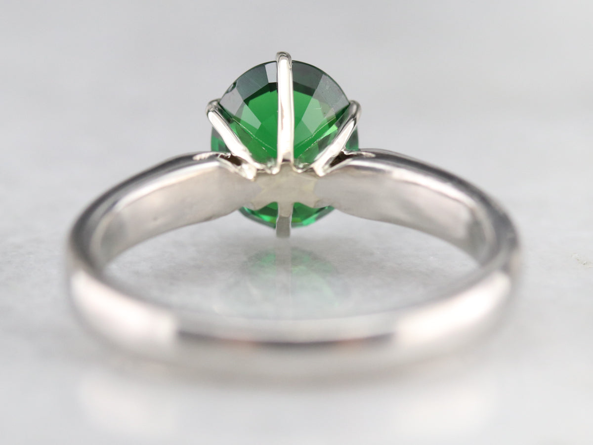 Platinum Tsavorite Garnet Solitaire Ring