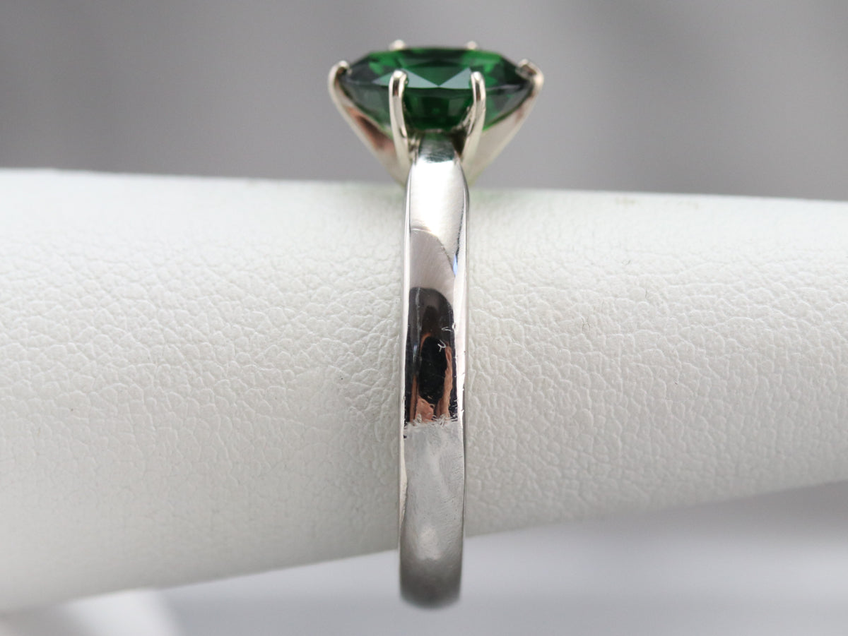 Platinum Tsavorite Garnet Solitaire Ring
