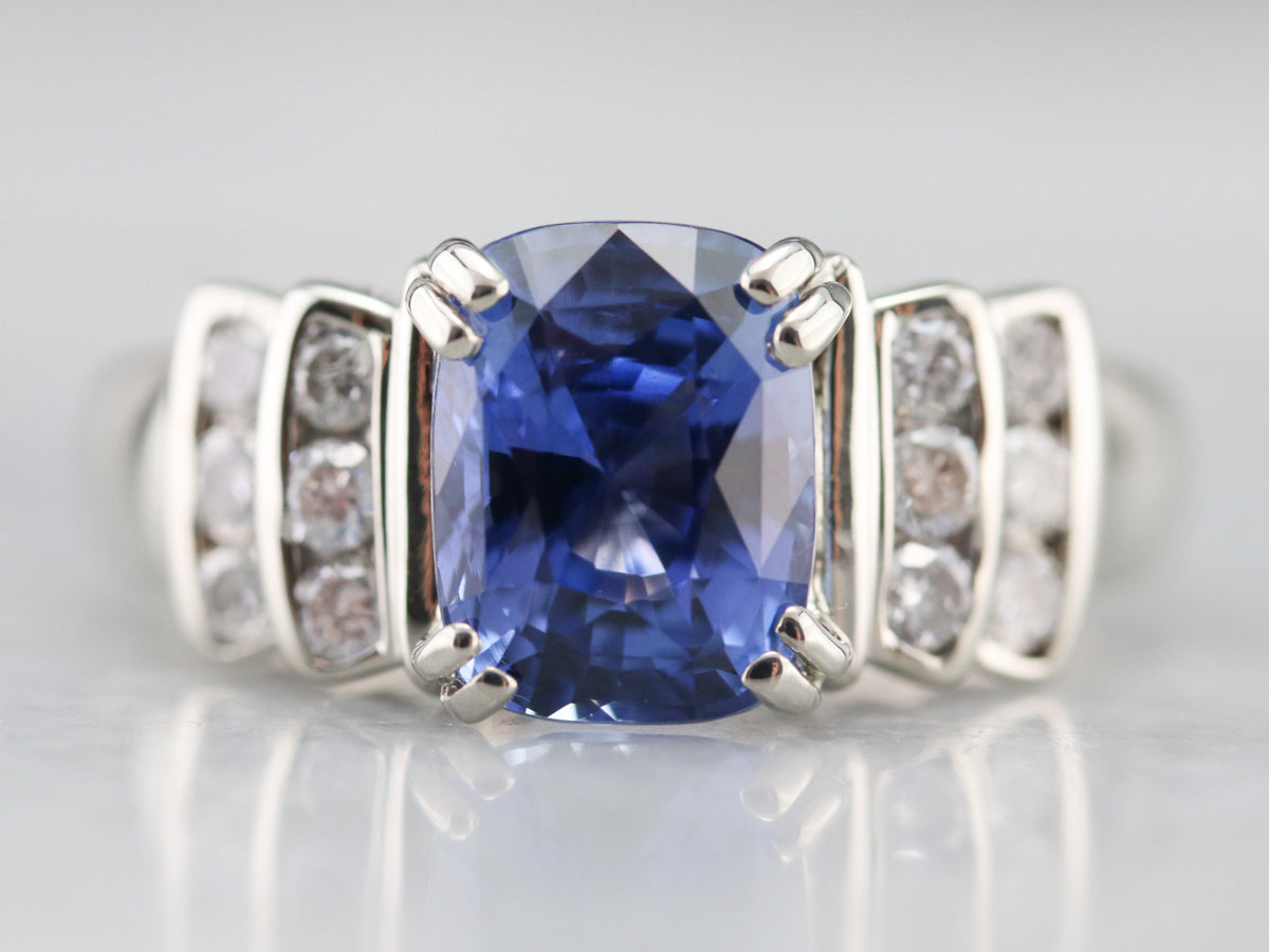 Ceylon Sapphire and Diamond Anniversary Ring