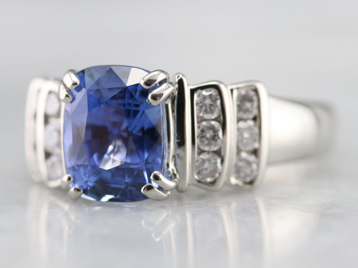 Ceylon Sapphire and Diamond Anniversary Ring
