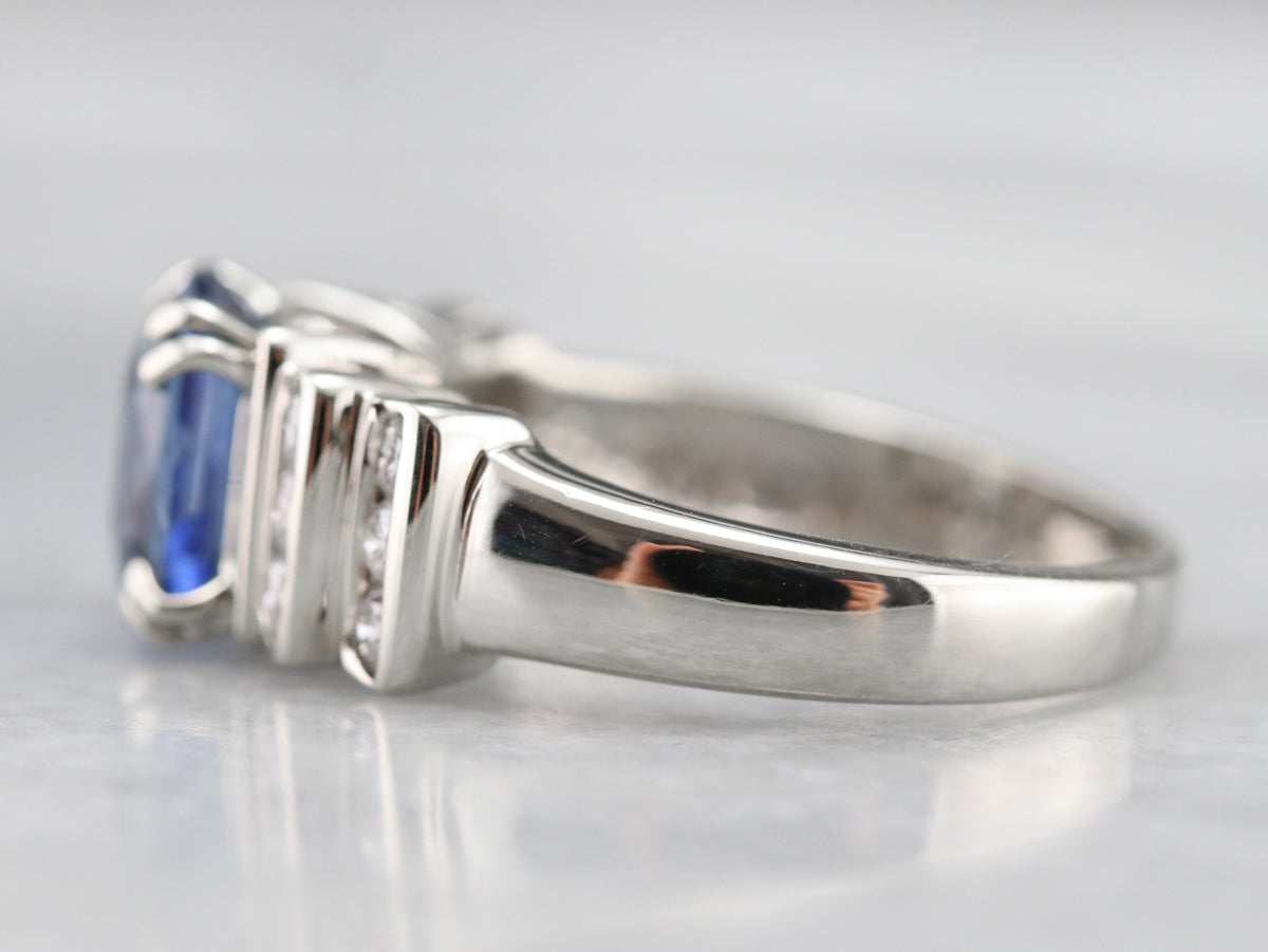 Ceylon Sapphire and Diamond Anniversary Ring