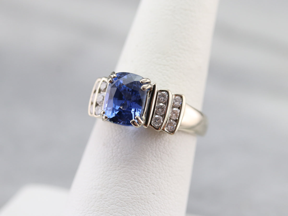Ceylon Sapphire and Diamond Anniversary Ring