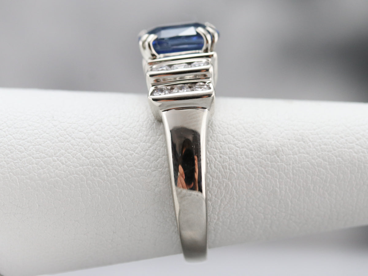 Ceylon Sapphire and Diamond Anniversary Ring