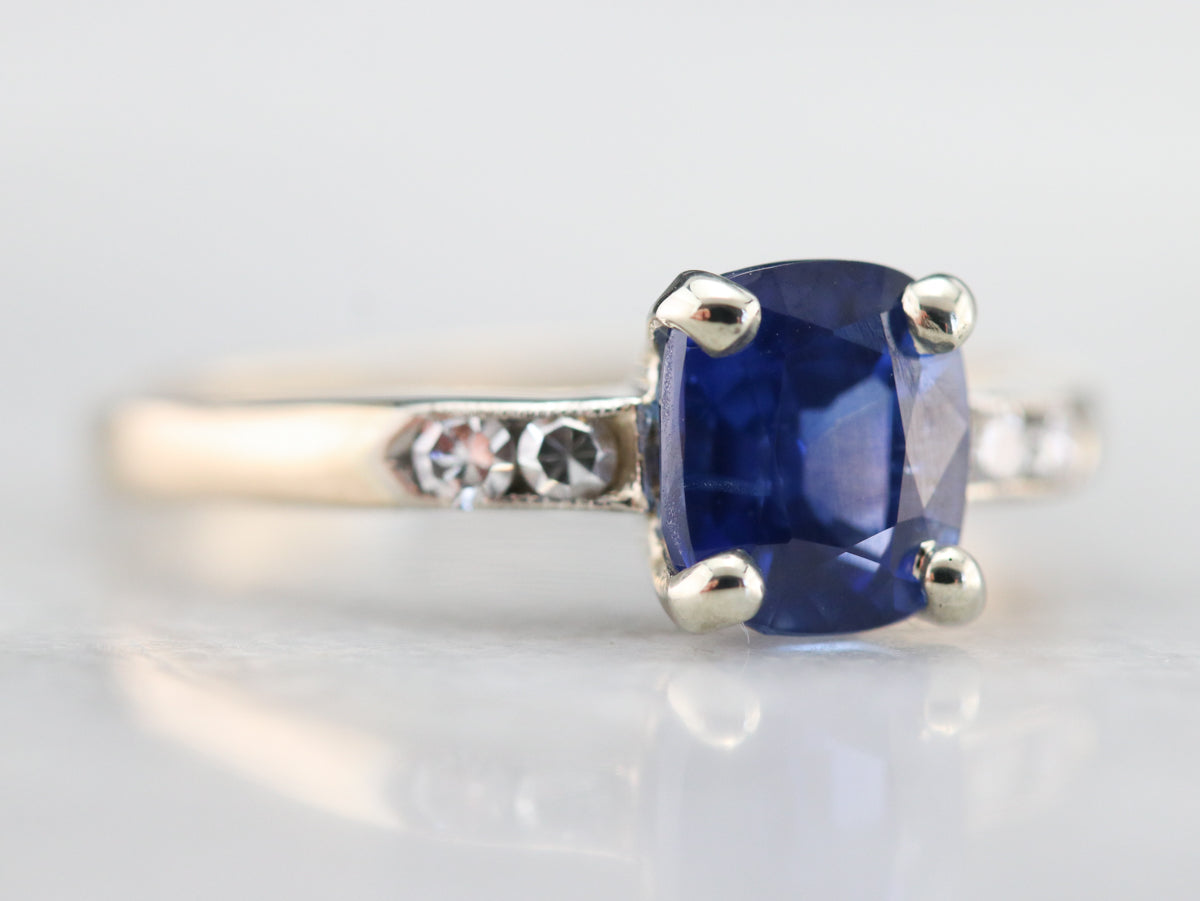 Retro Era Sapphire and Diamond Ring