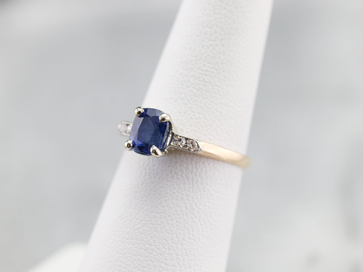 Retro Era Sapphire and Diamond Ring
