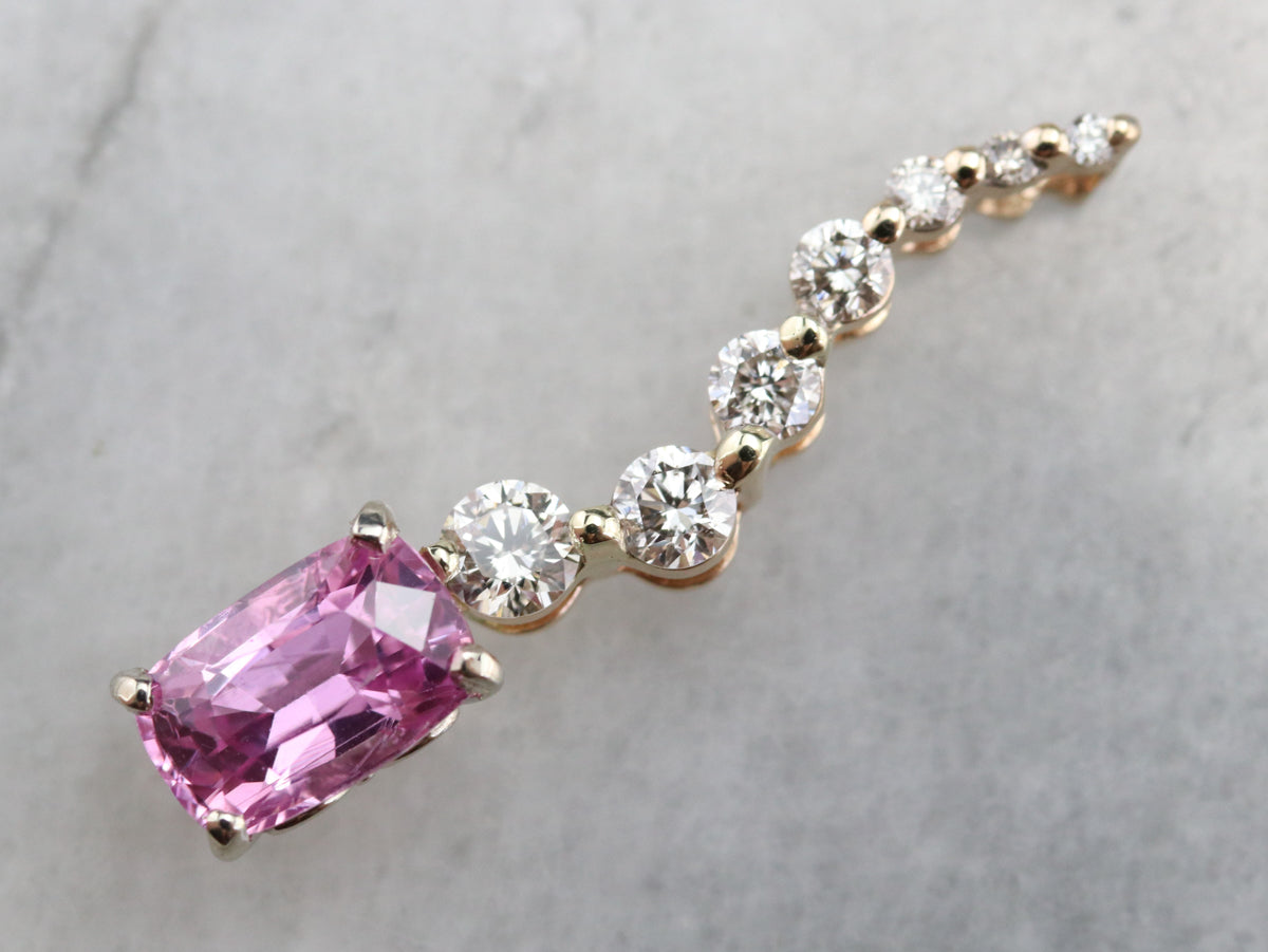 Pink Sapphire and Diamond Pendant