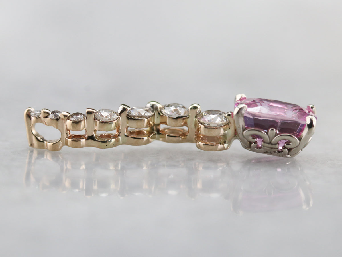 Pink Sapphire and Diamond Pendant