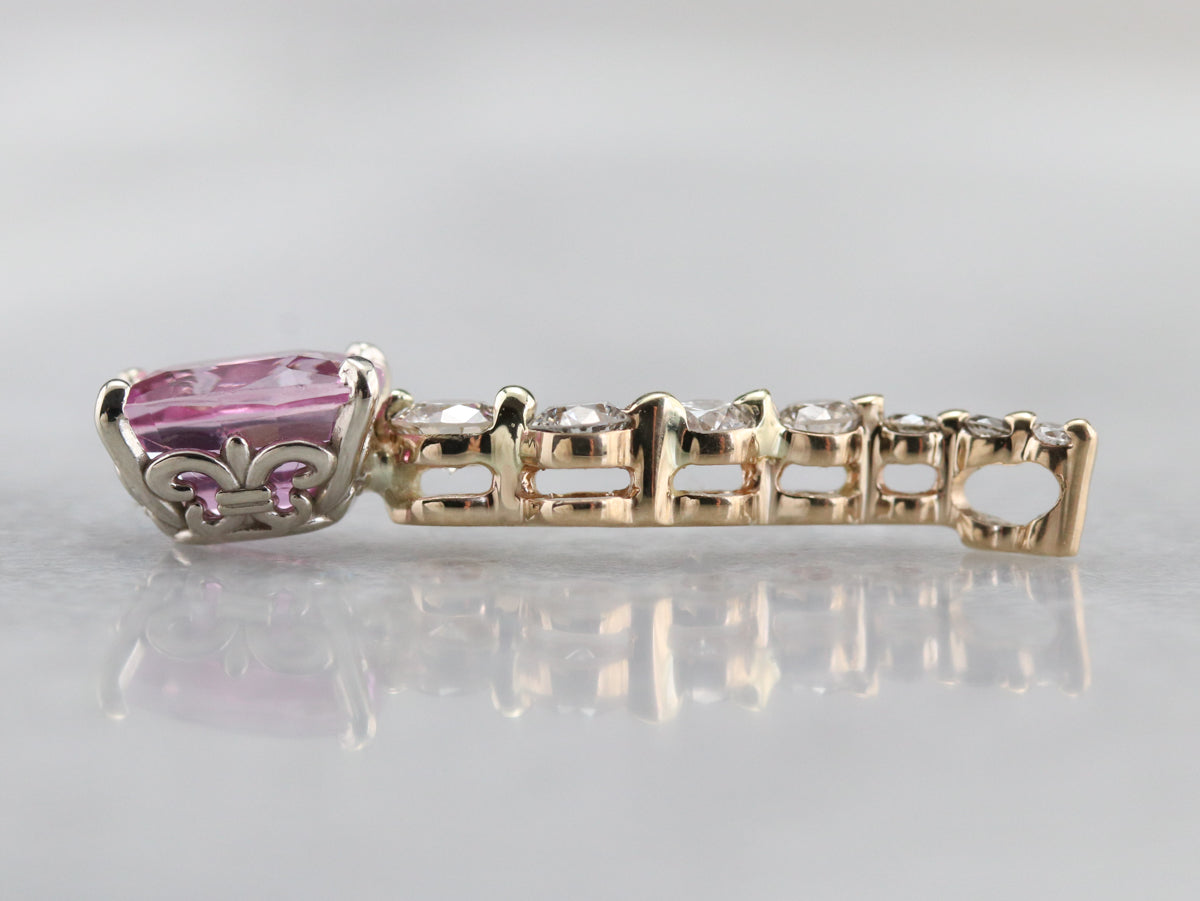 Pink Sapphire and Diamond Pendant
